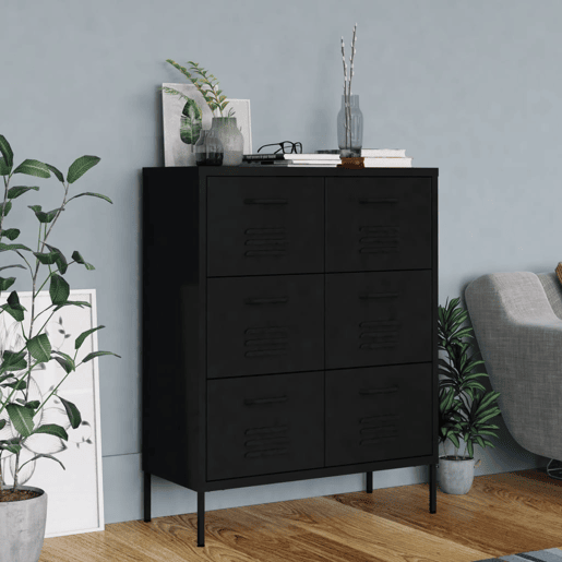 vidaXL Armário com gavetas aço 80x35x101,5 cm preto vidaXL Armário com gavetas aço 80x35x101,5 cm preto