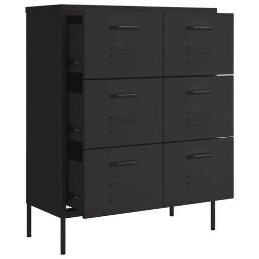 vidaXL Armário com gavetas aço 80x35x101,5 cm preto vidaXL Armário com gavetas aço 80x35x101,5 cm preto