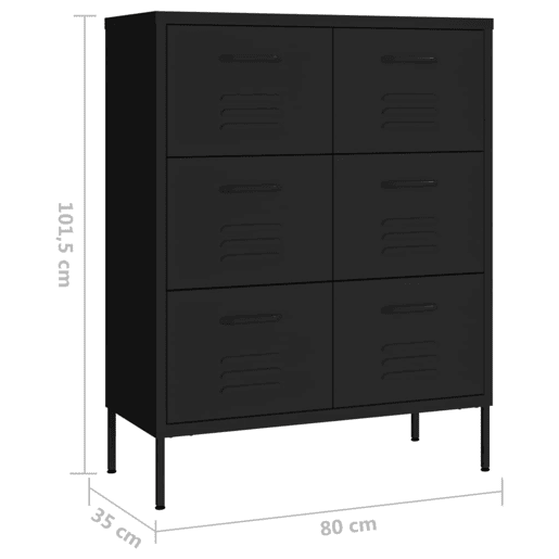 vidaXL Armário com gavetas aço 80x35x101,5 cm preto vidaXL Armário com gavetas aço 80x35x101,5 cm preto
