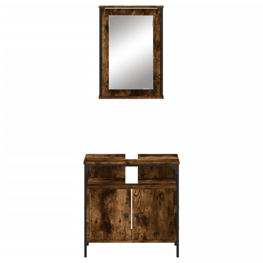 vidaXL 2 pcs conj. móveis casa de banho derivados madeira cor fumado