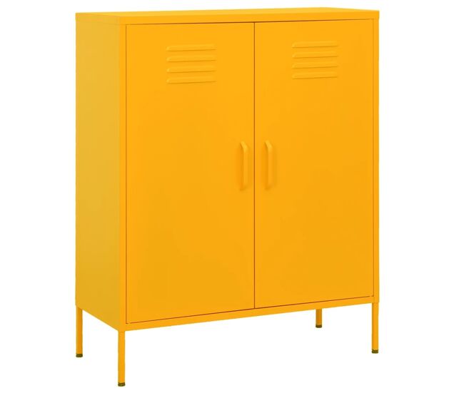 Vidaxl armario de almacenamiento acero amarillo mostaza 80x35x101,5 cm