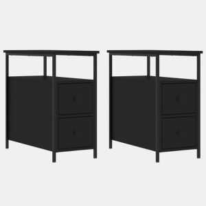 vidaXL Mesas de cabeceira 2pcs 30x60x60 cm derivados de madeira preto