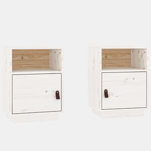 vidaXL Mesas de cabeceira 2 pcs 40x34x55 cm pinho maciço branco
