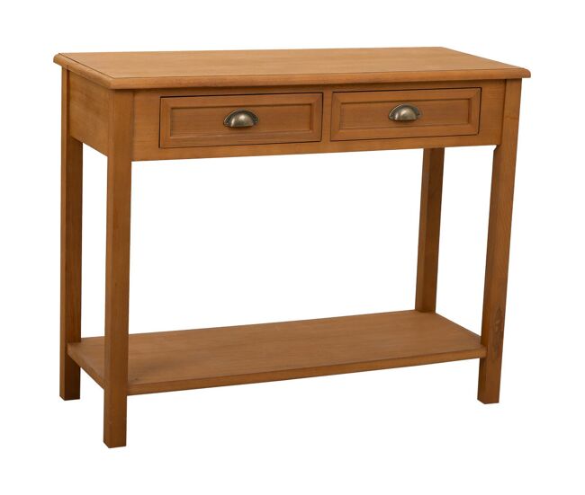 Recibidor de madera con 2 cajones y 1 balda marrón 100x40x78 cm