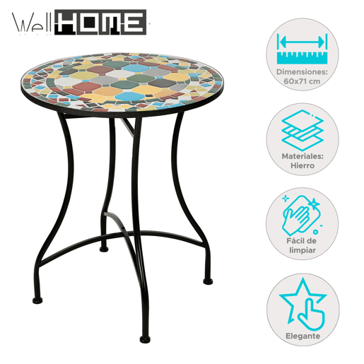 Well Home Mesa bistrô design em mosaico Ø60x71cm