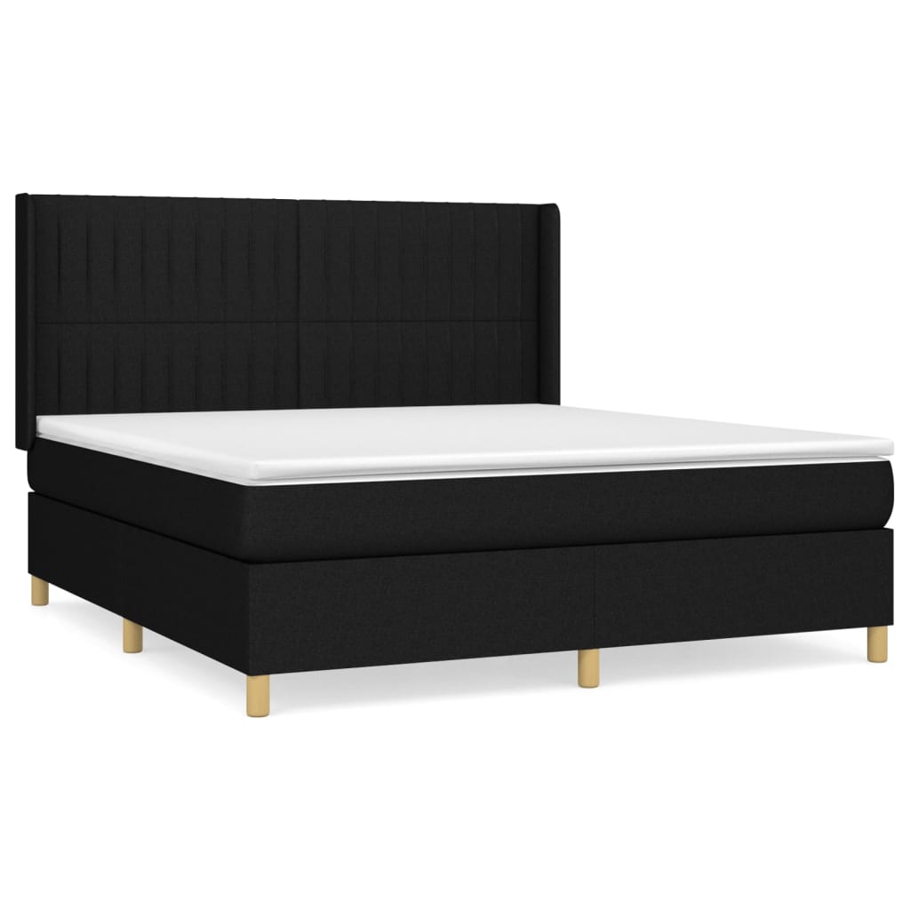 cama box spring con colchon tela negro 160x200 cm rayas verticales