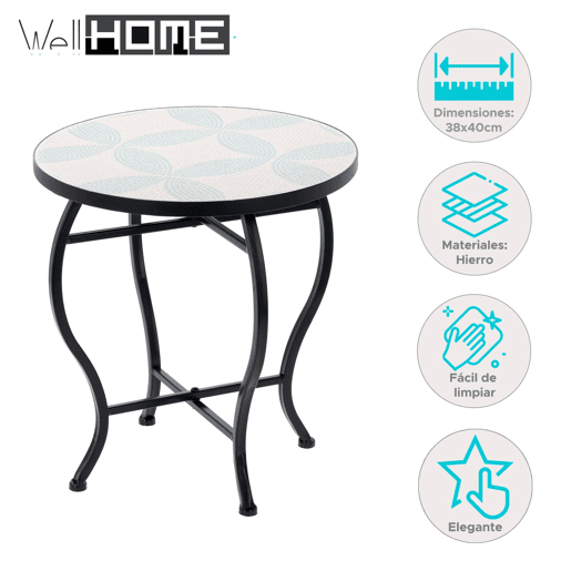 Well Home Mesa bistrô design em mosaico Ø38x40cm