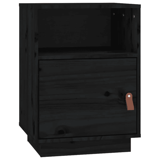 vidaXL Mesa de cabeceira 40x34x55 cm madeira de pinho maciça preto