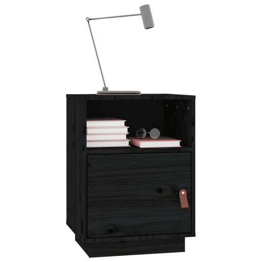 vidaXL Mesa de cabeceira 40x34x55 cm madeira de pinho maciça preto