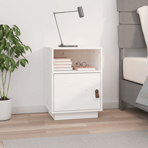 vidaXL Mesa de cabeceira 40x34x55 cm madeira de pinho maciça branco vidaXL Mesa de cabeceira 40x34x55 cm madeira de pinho maciça branco
