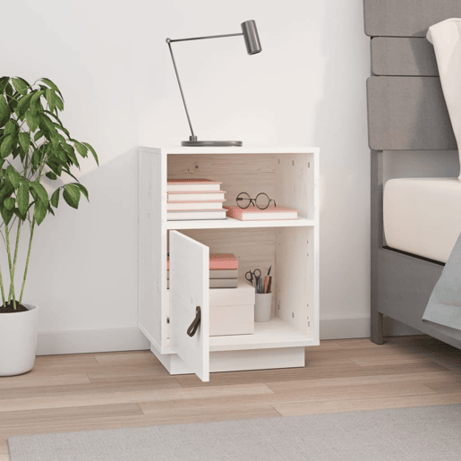 vidaXL Mesa de cabeceira 40x34x55 cm madeira de pinho maciça branco vidaXL Mesa de cabeceira 40x34x55 cm madeira de pinho maciça branco