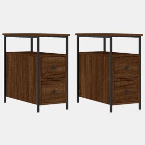vidaXL Mesas de cabeceira 2 pcs derivados madeira carvalho castanho