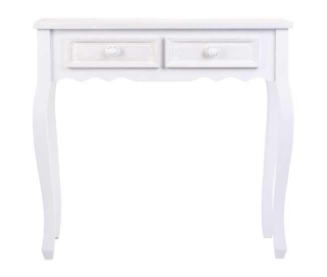 Recibidor de madera de 2 cajones blanco de 80x40x75 cm