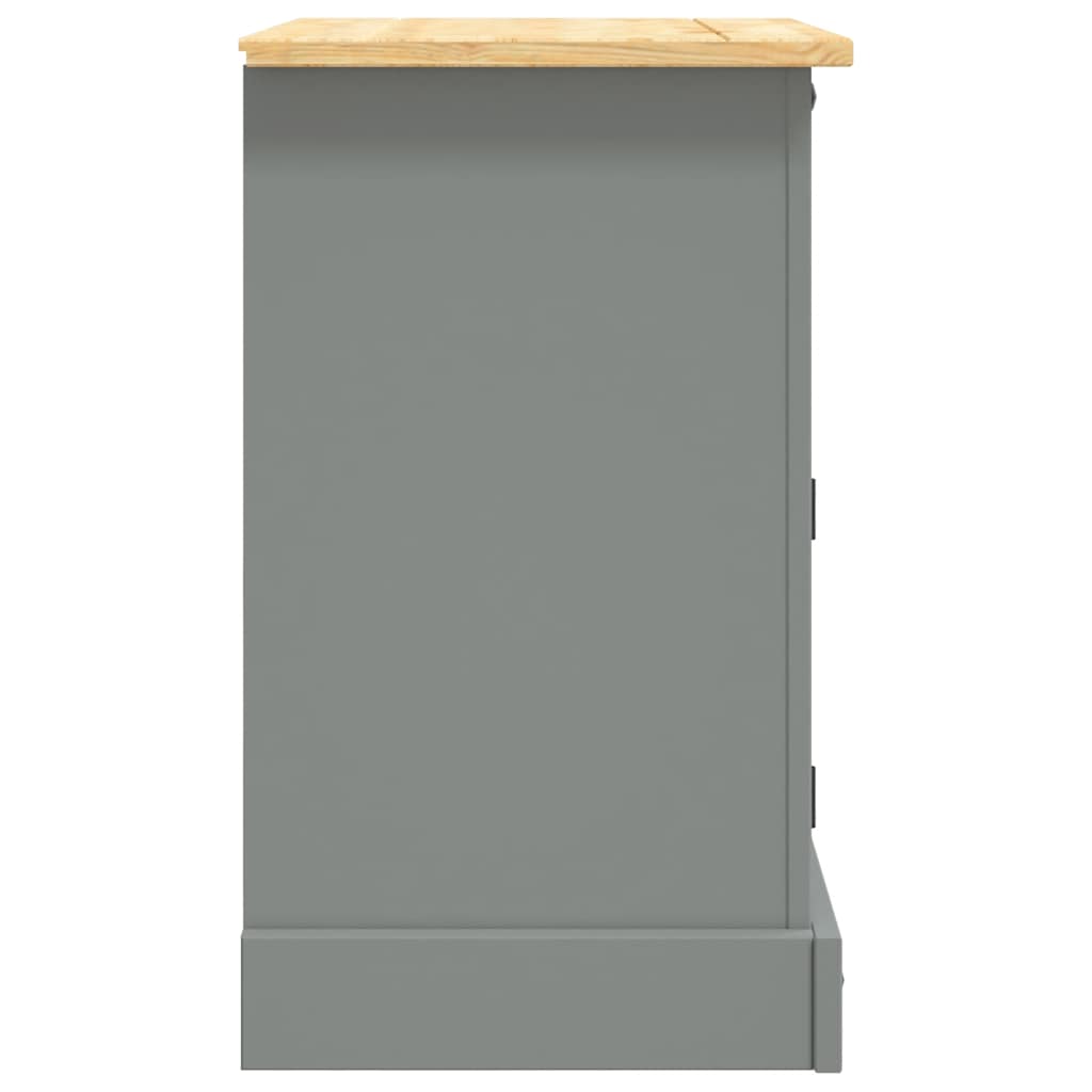 VidaXL Mesita De Noche Corona Mexicana De Pino Macizo 53x39x67 Cm - Blanco Y Marrón, Cajón Y Armario Con Puerta