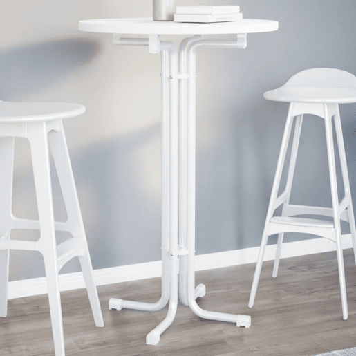 vidaXL Mesa de bar Ø70x110 cm derivados de madeira e aço branco