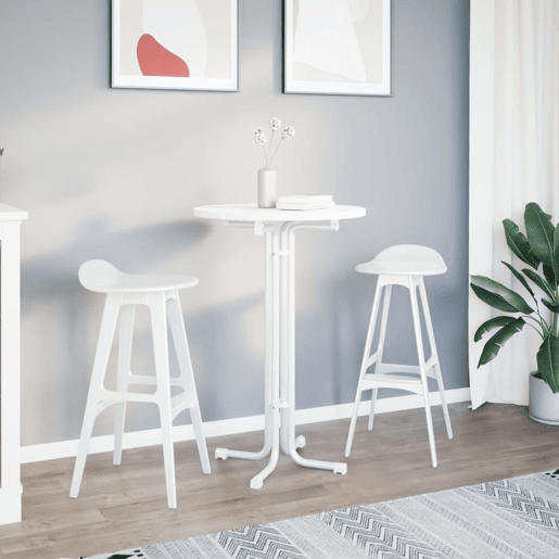 vidaXL Mesa de bar Ø70x110 cm derivados de madeira e aço branco
