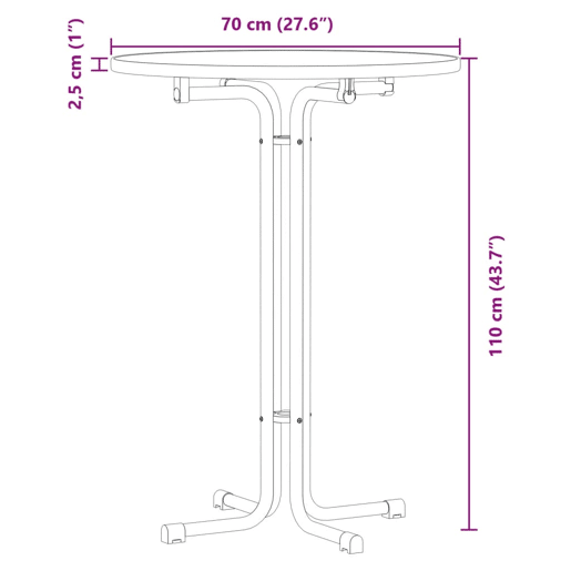 vidaXL Mesa de bar Ø70x110 cm derivados de madeira e aço branco