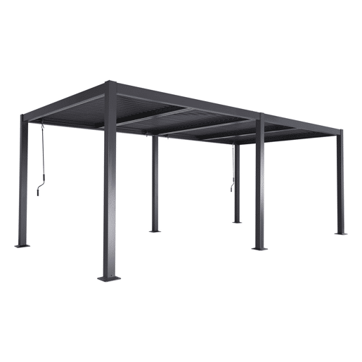 Pérgola bioclimática 3x6m alumínio e aço lâminas orientáveis , Palace 3x6m, Antracite, 574x292x231 cm