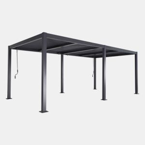 Pérgola bioclimática 3x6m alumínio e aço lâminas orientáveis , Palace 3x6m, Antracite, 574x292x231 cm