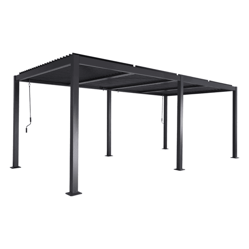 Pérgola bioclimática 3x6m alumínio e aço lâminas orientáveis , Palace 3x6m, Antracite, 574x292x231 cm