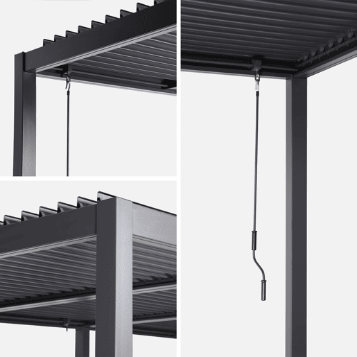 Pérgola bioclimática 3x6m alumínio e aço lâminas orientáveis , Palace 3x6m, Antracite, 574x292x231 cm