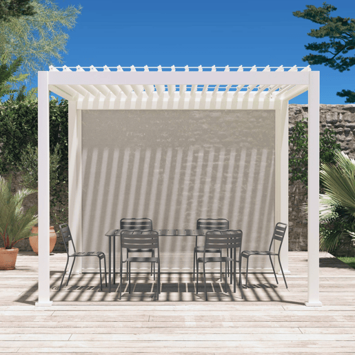 Cortina lateral de 3m para pérgola Triomphe bioclimática, Triomphe toldo 3m, Branco, 300x300x236 cm