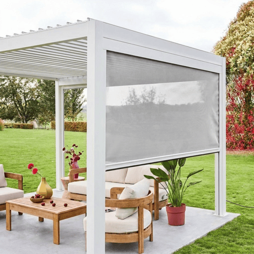 Cortina lateral de 3m para pérgola Triomphe bioclimática, Triomphe toldo 3m, Branco, 300x300x236 cm