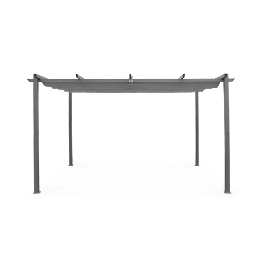 Pérgola 3x4m de alumínio com cobertura deslizante, Isla, Cinza, 394x298x222 cm