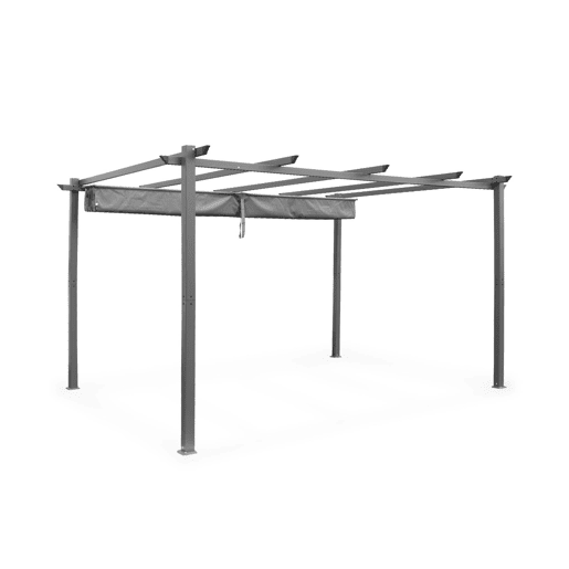 Pérgola 3x4m de alumínio com cobertura deslizante, Isla, Cinza, 394x298x222 cm