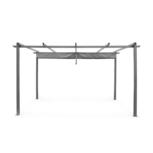 Pérgola 3x4m de alumínio com cobertura deslizante, Isla, Cinza, 394x298x222 cm