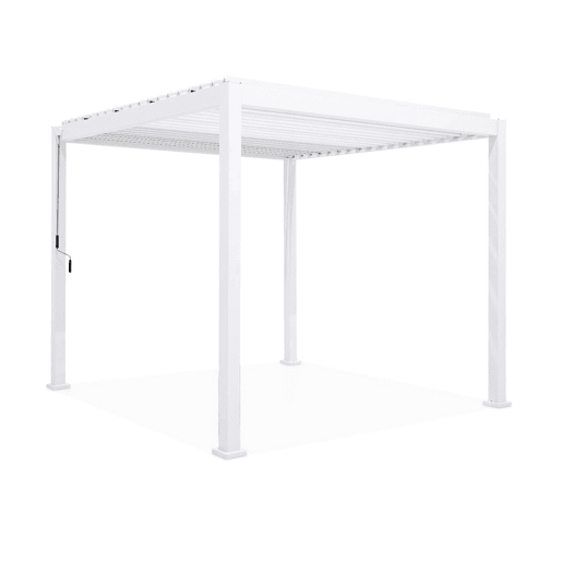 3x3m pérgola bioclimática de alumínio com lâminas ajustáveis, Triomphe 3x3m, Branco, 301x301x250 cm