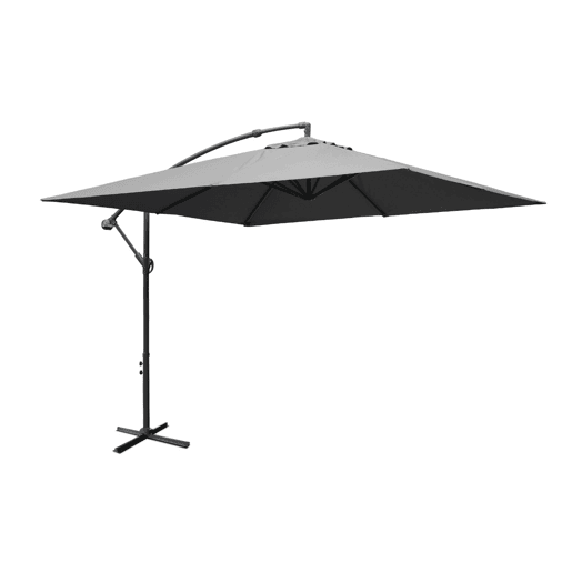 3x3m guarda-sol quadrado offset, Hardelot, Cinza, 300x295x250 cm