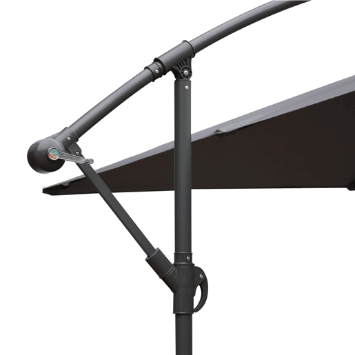 3x3m guarda-sol quadrado offset, Hardelot, Cinza, 300x295x250 cm