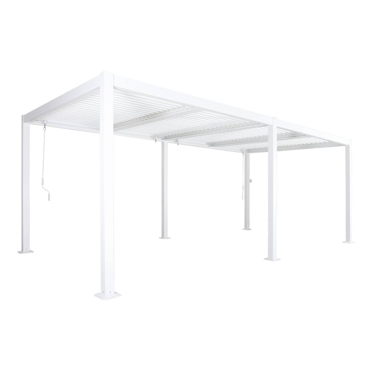 Pérgola bioclimática 3x6m de aluminio y acero con lamas orientables blanco - 574x292x231 cm