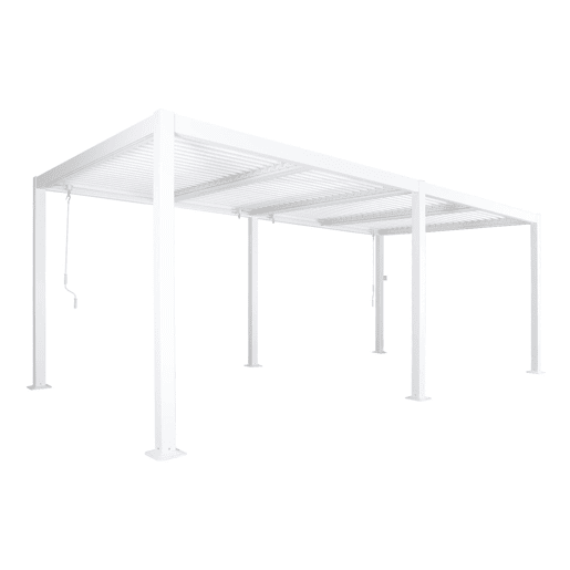 Pérgola bioclimática 3x6m alumínio e aço lâminas orientáveis , Palace 3x6m, Branco, 574x292x231 cm