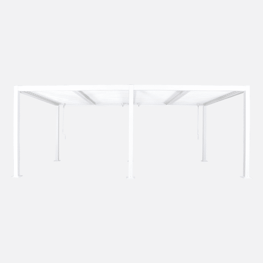 Pérgola bioclimática 3x6m alumínio e aço lâminas orientáveis , Palace 3x6m, Branco, 574x292x231 cm