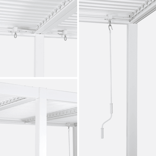 Pérgola bioclimática 3x6m alumínio e aço lâminas orientáveis , Palace 3x6m, Branco, 574x292x231 cm