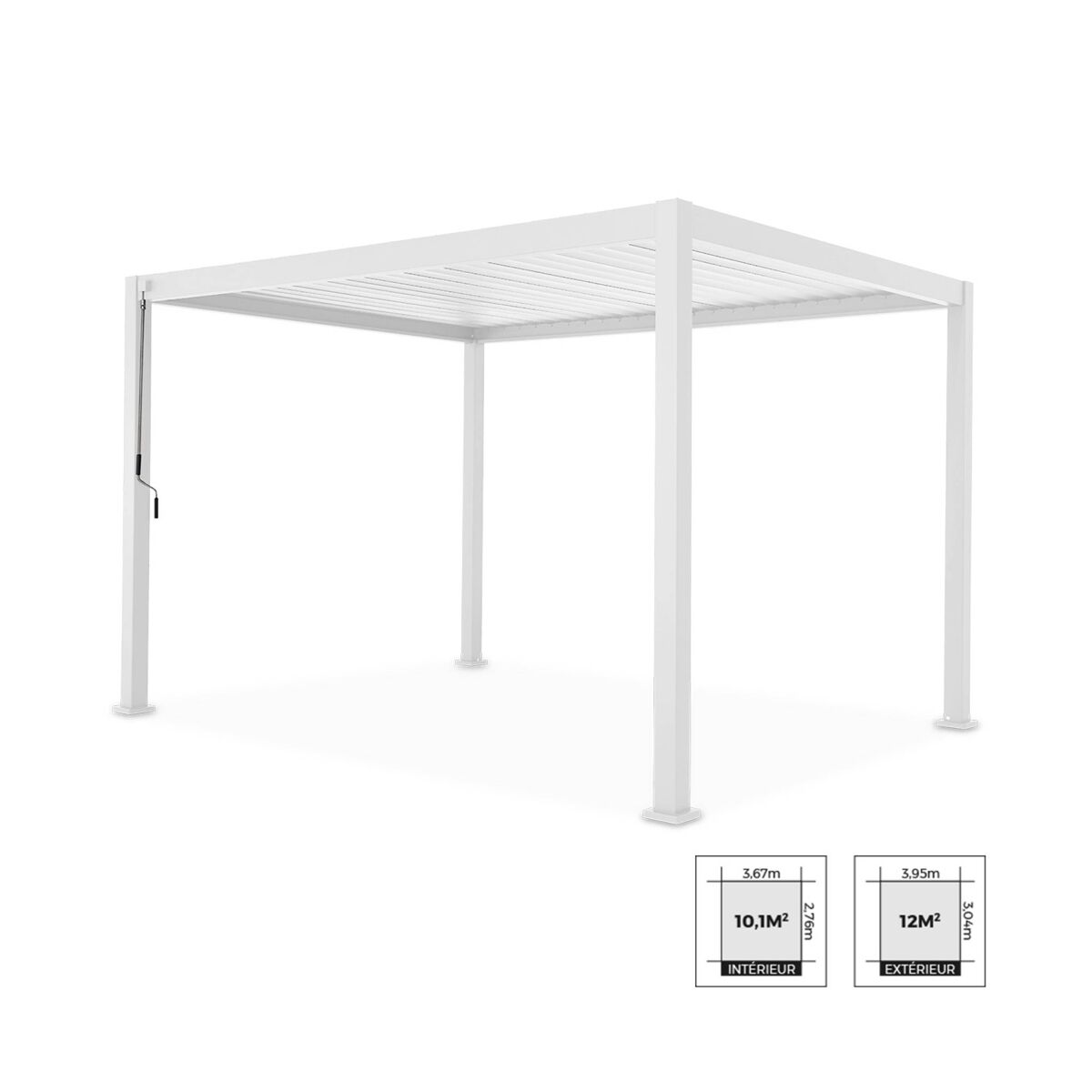 Pérgola bioclimática 3x4m de aluminio con lamas orientables, triomphe 3x4m, blanco, 400x300x240 cm