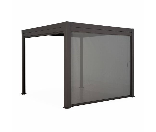 Pérgola bioclimática 3x4m + toldo vertical de 4m, triomphe 3x4m + accesorio, antracita, 400x300x250 cm