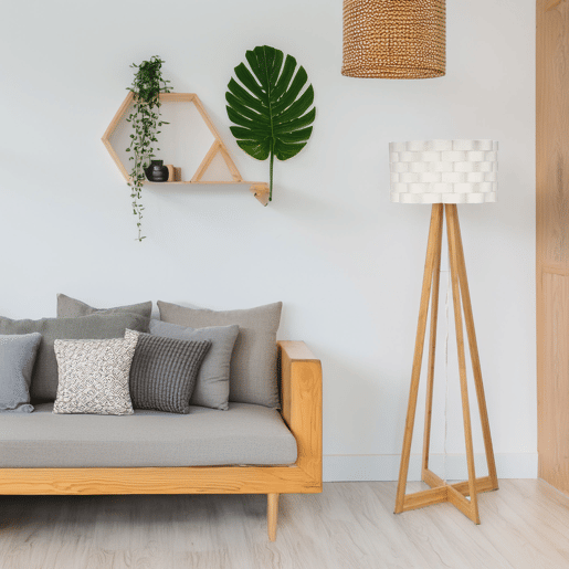 WELL HOME - Candeeiro de pé em bambu branco Ø50x150cm WELL HOME - Candeeiro de pé em bambu branco Ø50x150cm