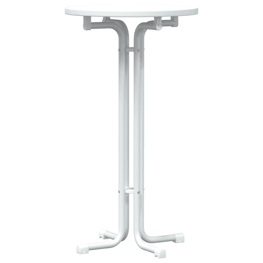 vidaXL Mesa de bar Ø60x110 cm derivados de madeira e aço branco vidaXL Mesa de bar Ø60x110 cm derivados de madeira e aço branco