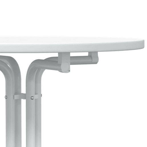 vidaXL Mesa de bar Ø60x110 cm derivados de madeira e aço branco vidaXL Mesa de bar Ø60x110 cm derivados de madeira e aço branco