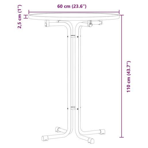 vidaXL Mesa de bar Ø60x110 cm derivados de madeira e aço branco vidaXL Mesa de bar Ø60x110 cm derivados de madeira e aço branco
