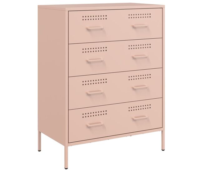 Vidaxl aparador de acero rosa 68x39x89 cm