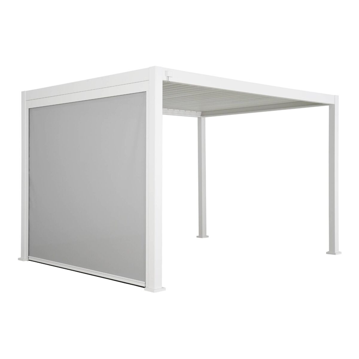 Pérgola bioclimática 3x4m + 1 toldo vertical de 3m blanco - 400x300x250 cm