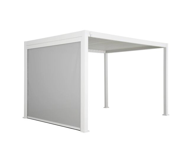 Pérgola bioclimática 3x4m + 1 toldo vertical de 3m blanco - 400x300x250 cm