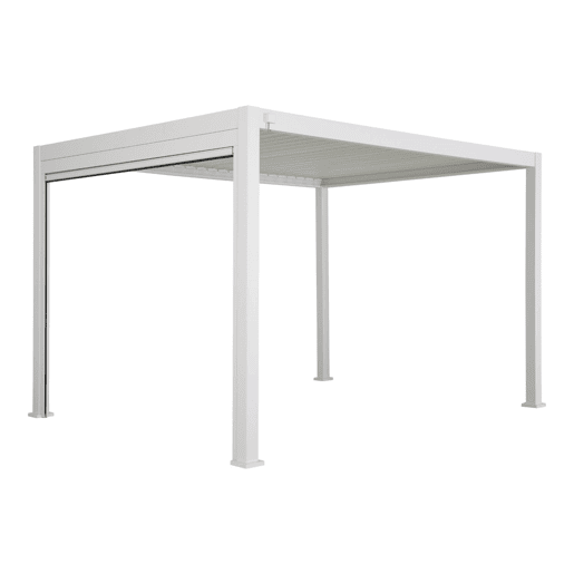 Pérgola bioclimática 3x4m Triomphe e 3m toldo, Triomphe 3x4m + acessório, Branco, 400x300x250 cm