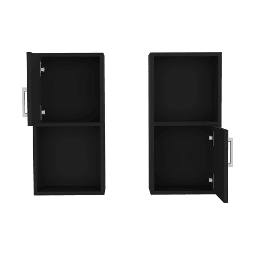 Conjunto de móveis auxiliares de casa de banho em melamina com 4 prateleiras e 2 portas, preto, 60.1 cm X 30 cm X 16 cm
