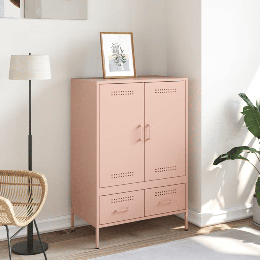 vidaXL Móvel alto 68x39x101,5 cm aço rosa