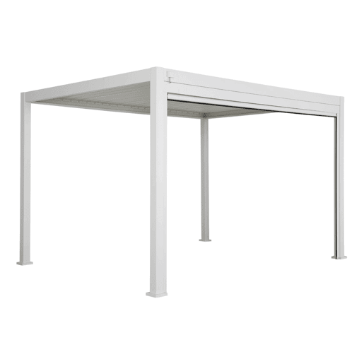 Pérgola bioclimática 3x4m + toldo 4m, Triomphe 3x4m + acessório, Branco, 400x300x250 cm